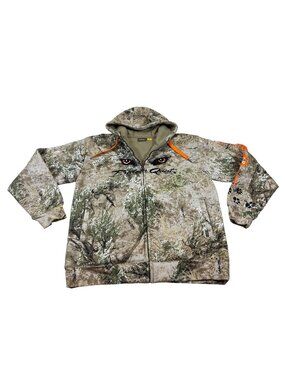 Cabelas Prairie Quest Camouflage Hoodie Large Warm Sherpa Fleece Lined Jacket